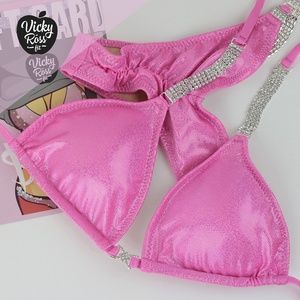 Pink Plain Competition Posing Bikini for Women